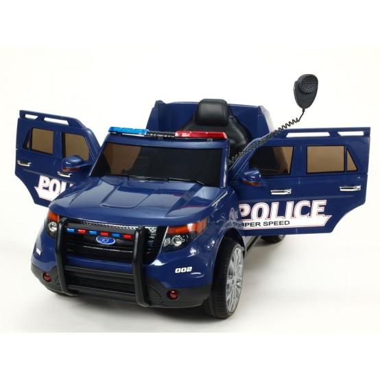 Džíp USA Police s 2.4G dálkovým ovládáním, megafonem, policejním osvětlením, FM rádiem, 12V, MODRÝ